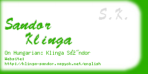 sandor klinga business card